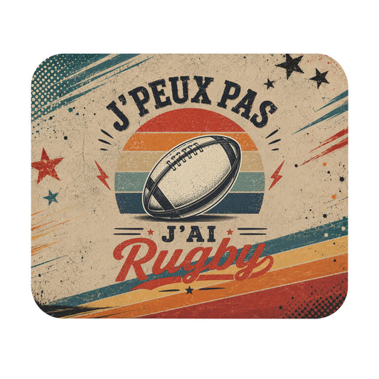 Tapis de Souris Rugby Homme J'Peux Pas J'Ai Rugby – Cadeau Humour Rugbyman Ballon Rugby Vintage Bureau Ordinateur