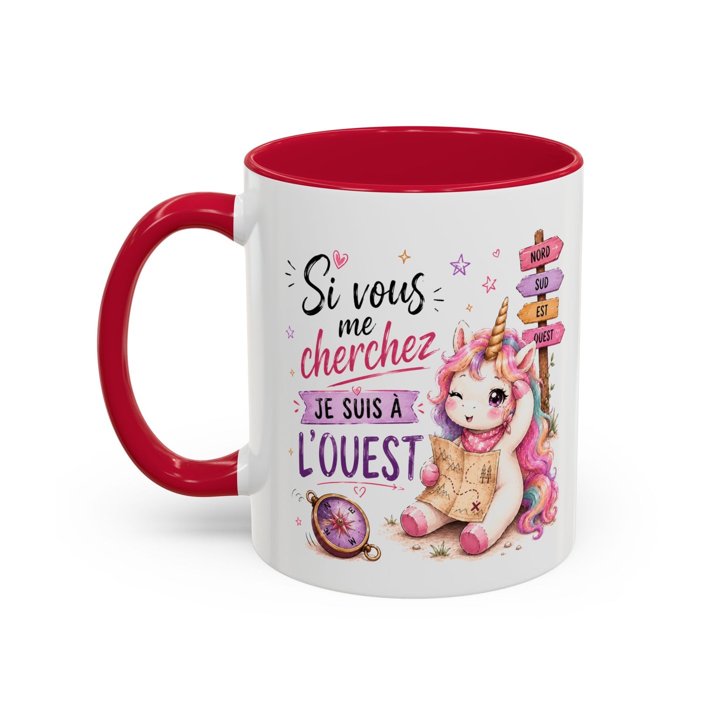 Tasse Si Vous Me Cherchez Je Suis À L’Ouest – Mug Licorne Humour Kawaii – Cadeau Femme Fille 325ml