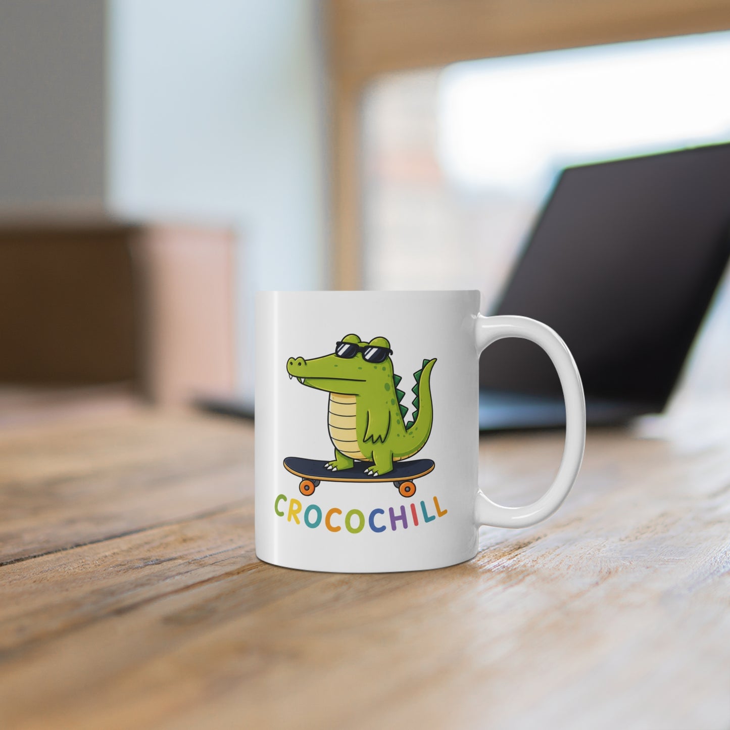 Mug Crocochill – Crocodile sur Skateboard – Tasse Humour Crocodile – Cadeau Original Homme Femme