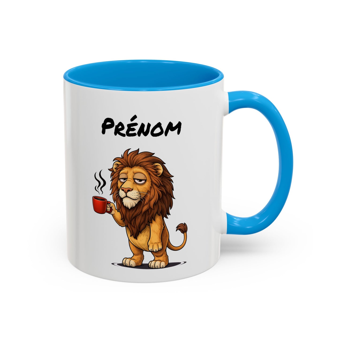 Tasse Lion avec Café – Mug Animal Sauvage Humoristique – Illustration Lion Fatigue 325ml
