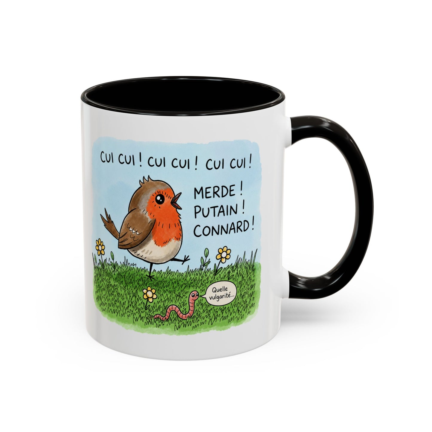 Tasse Cui Cui Merde Putain Connard – Mug Humour Oiseau Vulgaire – Cadeau Homme Femme 325ml