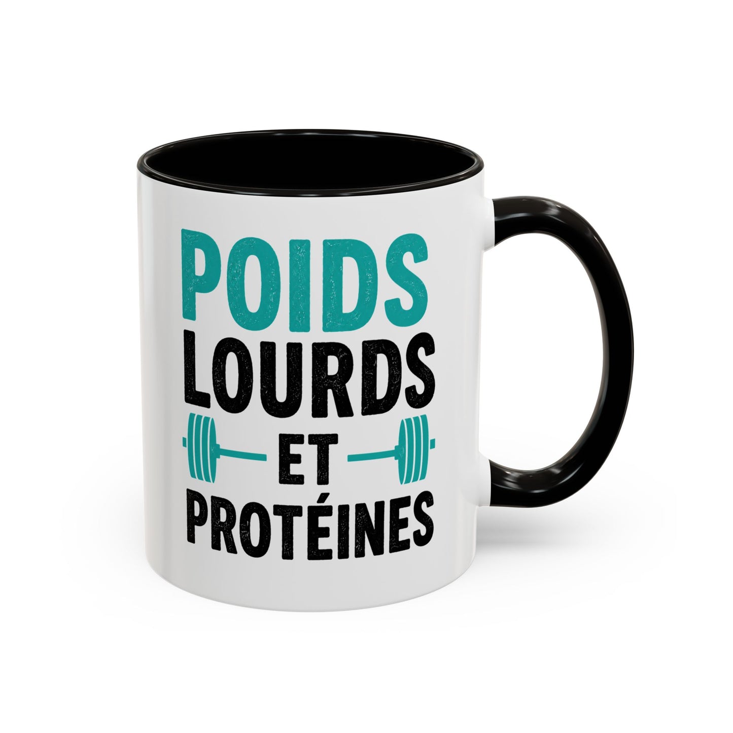 Mug Fitness Musculation – Tasse Haltères Protéines – Cadeau Sportif Original Homme et Femme Noir Bleu Rouge