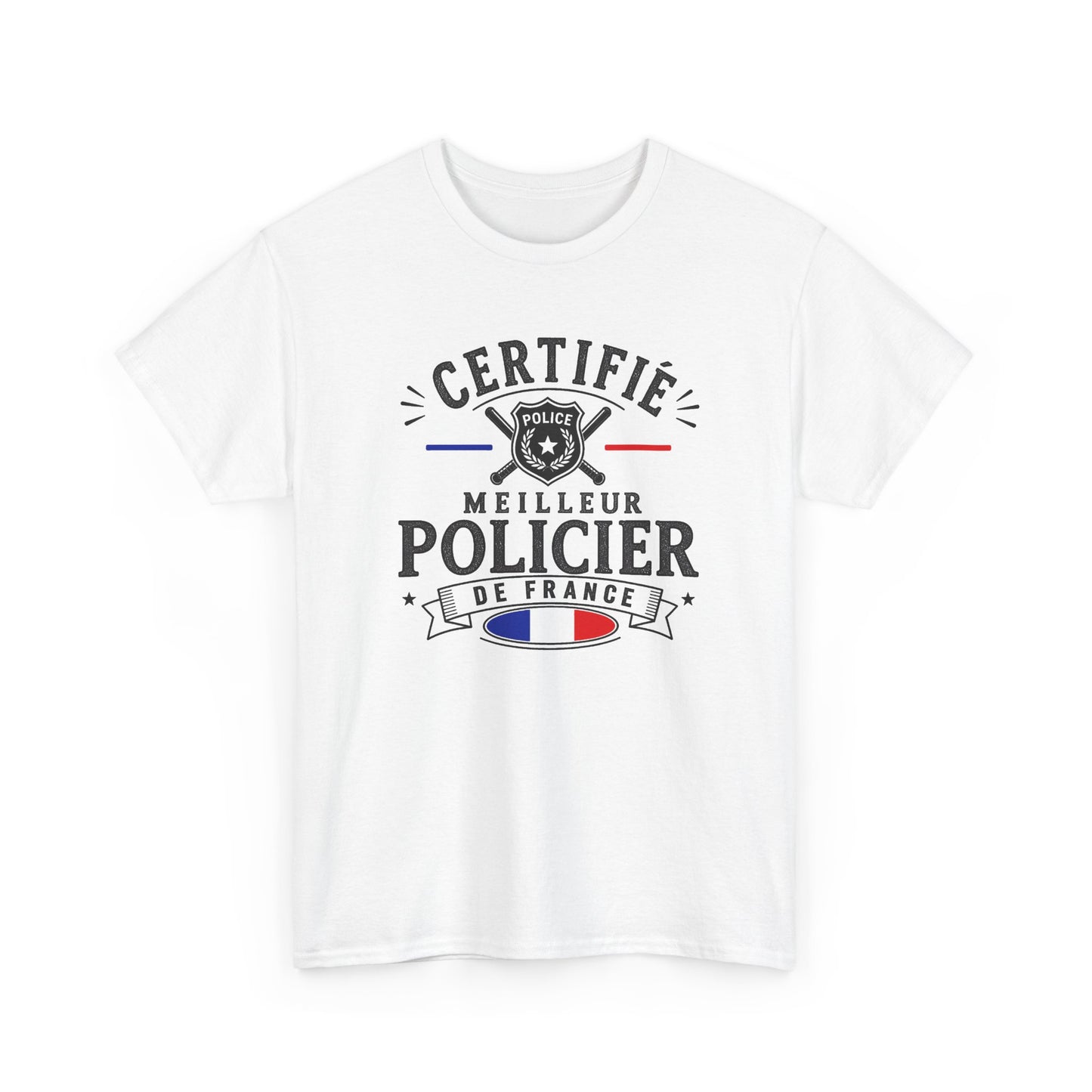 Tee Shirt Policier Homme – Certifié Meilleur Policier de France – T-Shirt Métier Police Cadeau Original Homme