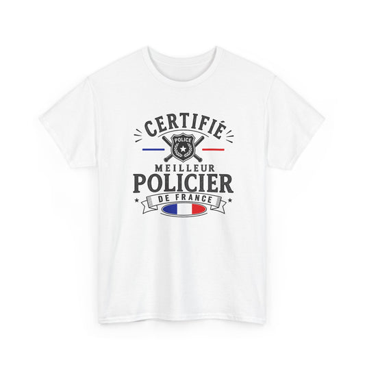 Tee Shirt Policier Homme – Certifié Meilleur Policier de France – T-Shirt Métier Police Cadeau Original Homme