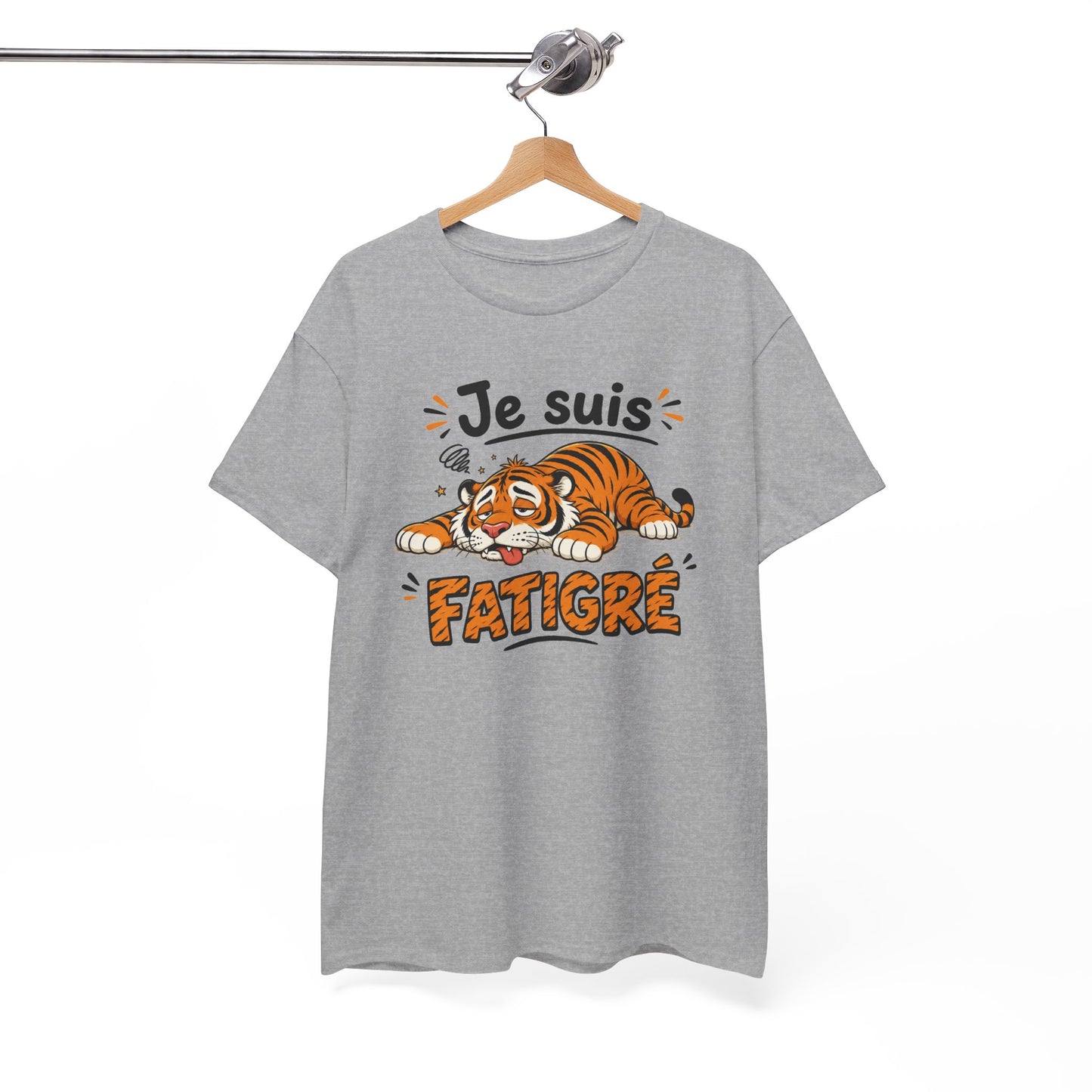 Tee Shirt Humour Homme et Femme Je Suis Fatigré Tigre Fatigué Cartoon Cadeau Original