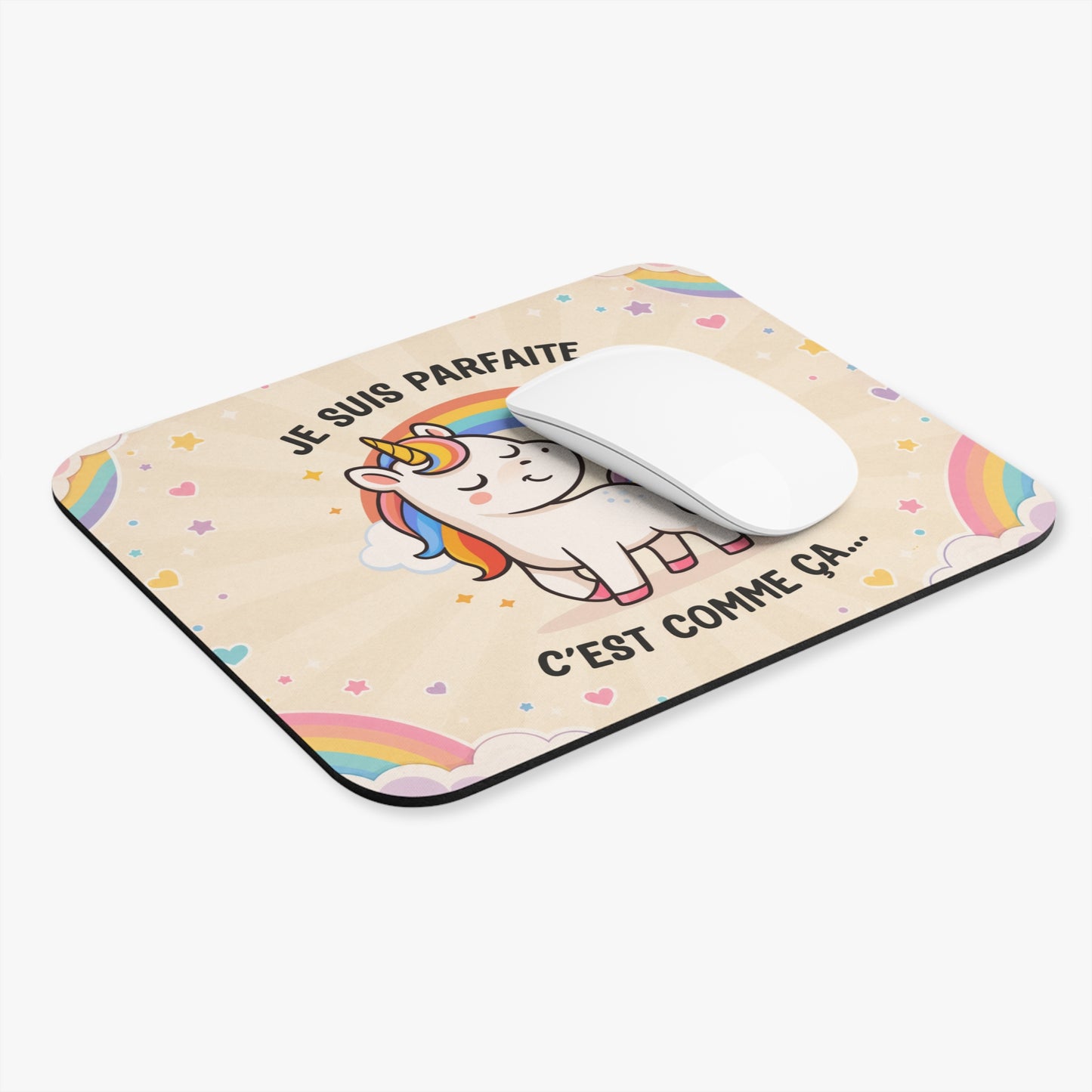 Tapis de Souris 22x18cm Je Suis Parfaite C'est Comme Ça Licorne Humour Femme Cadeau Anniversaire Amie Fille Collègue Bureau Gaming