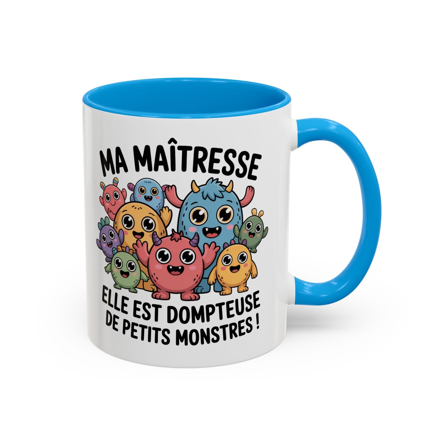 Tasse Maîtresse “Elle est dompteuse de petits monstres” – Mug Cadeau Maîtresse Drôle École – Cadeau