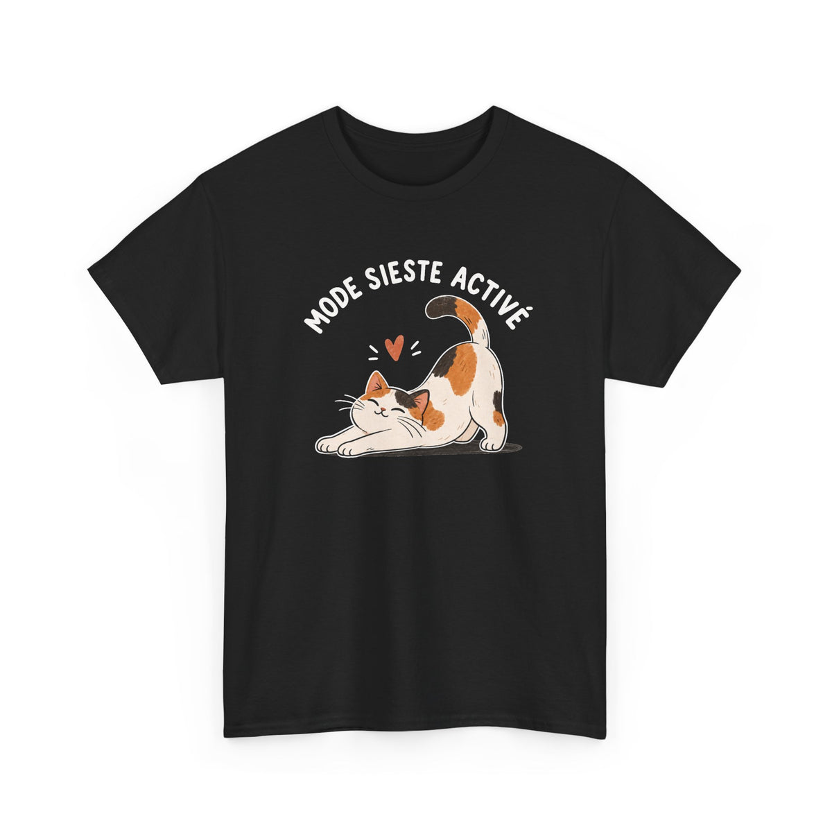 Tee Shirt Chat Homme Femme – Mode Sieste Activé – T-Shirt Humour Chat Amoureux des Chats Cadeau Original