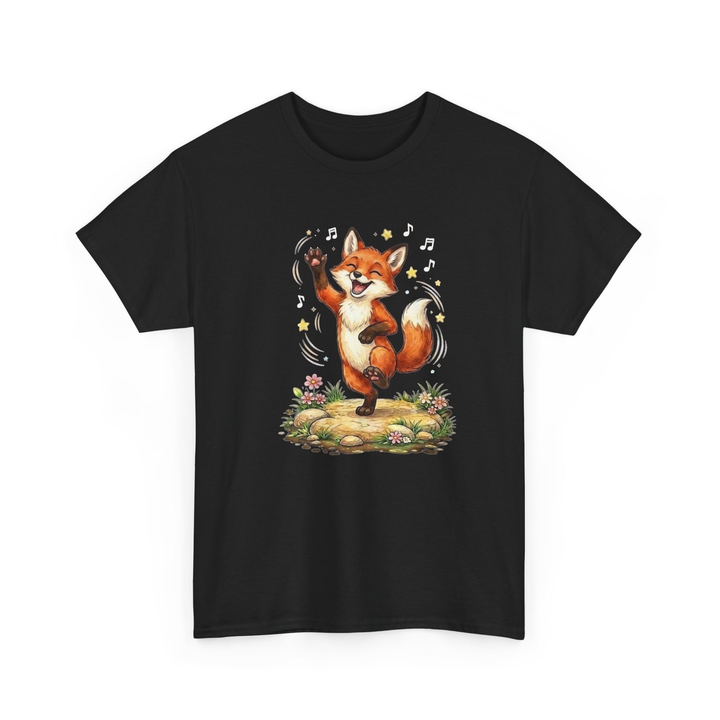 Tee Shirt Homme et Femme Renard Rigolo Dansant Animal Mignon Musique Nature Cadeau Humour
