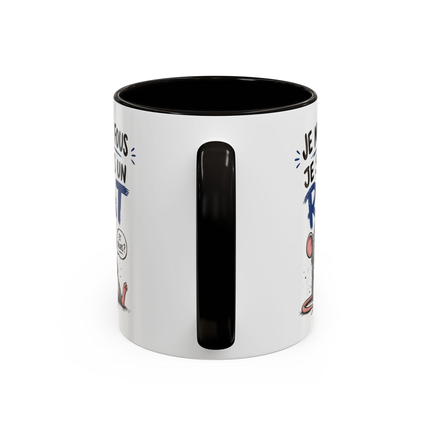 Mug Humour Sarcastique – Je M’en Fous Je Suis Un Rat – Tasse Souris Drôle et Décalée – Cadeau Original Céramique 325ml Noir Bleu Rouge