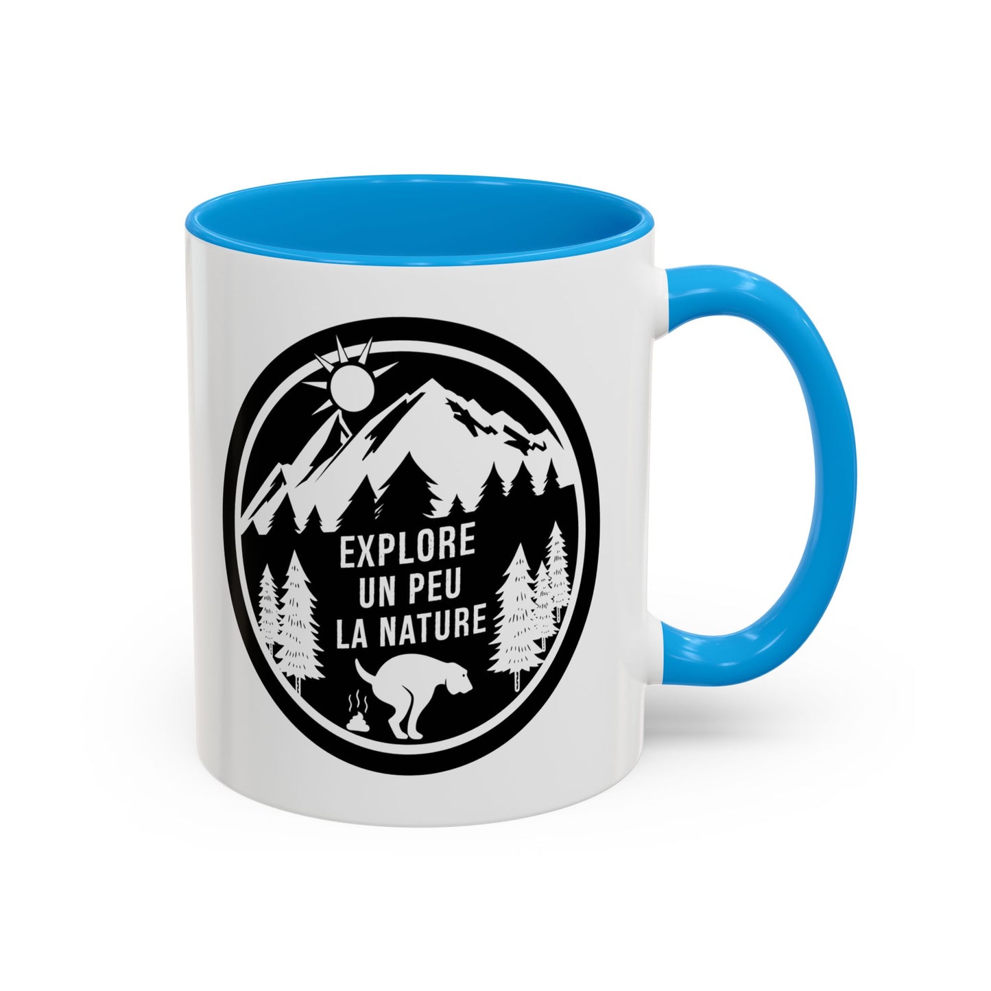 Mug Nature Homme et Femme – Tasse Chien Montagne Forêt Randonnée – Cadeau Amoureux des Animaux et Grands Espaces – Idée Cadeau Camping Aventure Plein Air – 325 ml Noir Bleu Rouge
