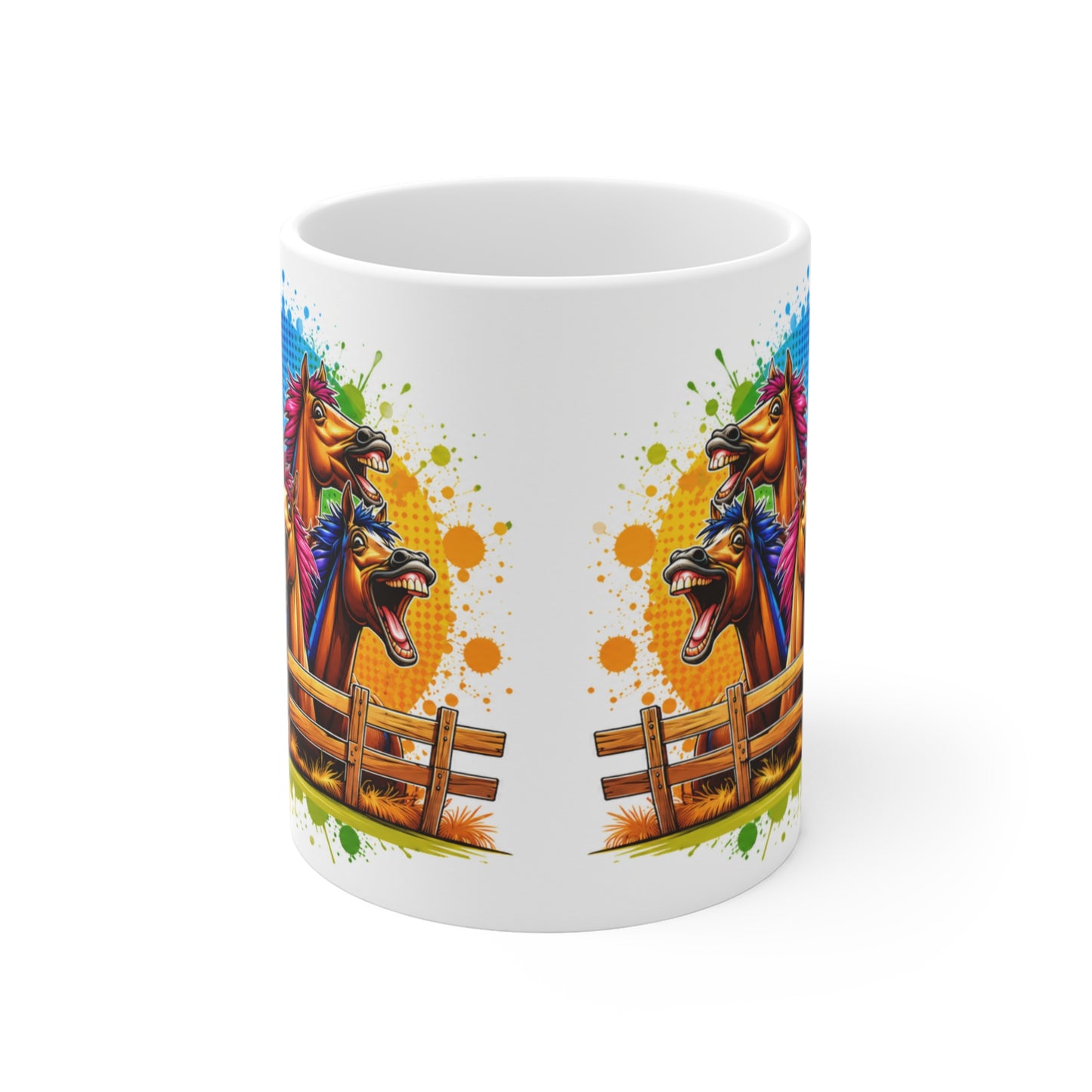 Tasse Chevaux Rigolos Colorés – Mug Humour Équitation Pop Art – Cadeau Cavalier Homme Femme 325ml