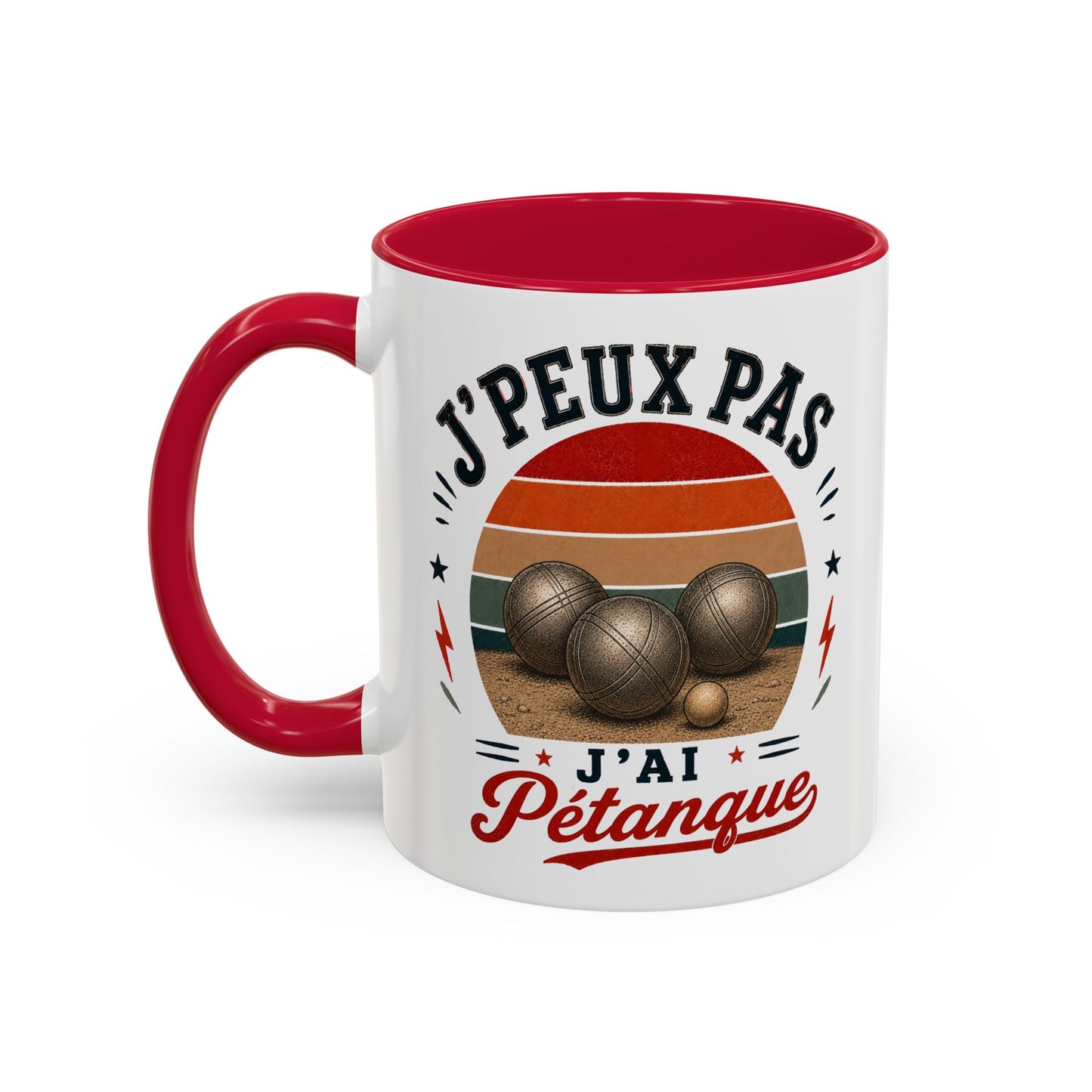 Tasse J’Peux Pas J’Ai Pétanque – Mug Humour Joueur de Boules Vintage – Cadeau Pétanque Homme Femme 325ml