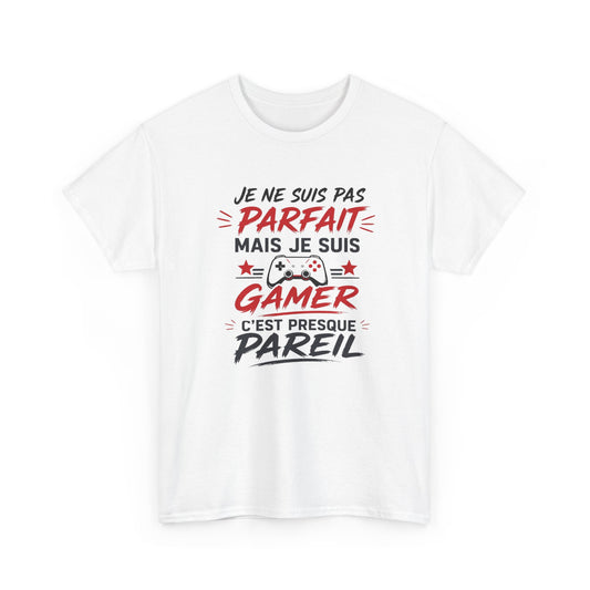 T-Shirt Gamer Humour – Je Ne Suis Pas Parfait Mais Je Suis Gamer – Cadeau Geek Homme Femme Papa Gamer