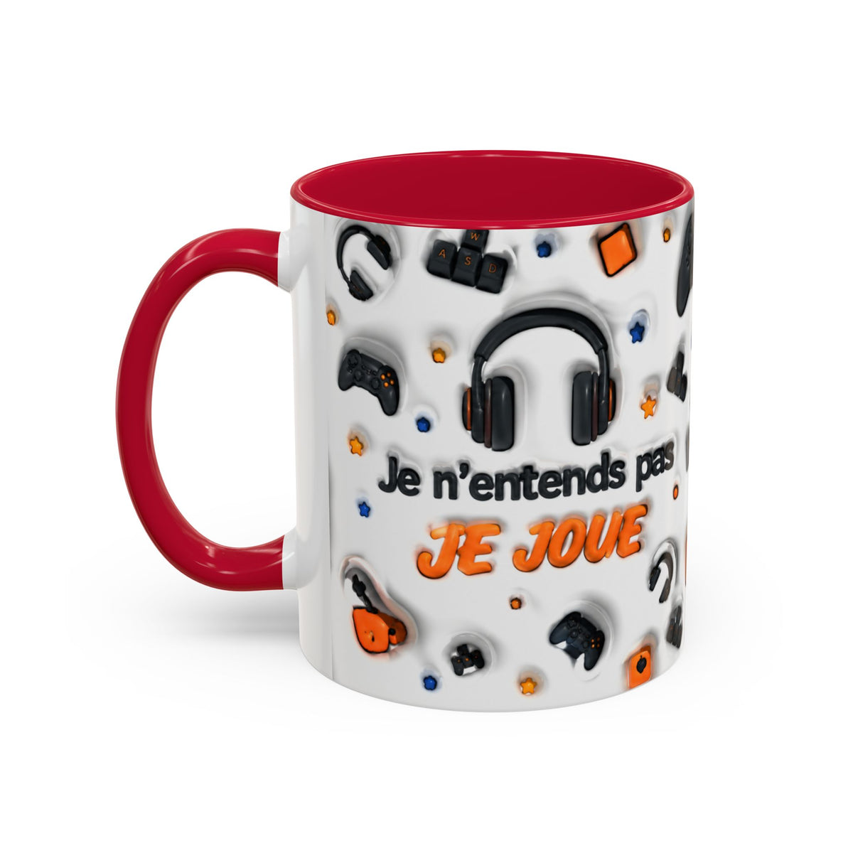 Mug Gamer « Je n’entends pas, je joue » – Tasse Gaming avec Casque, Manettes et Clavier – Cadeau Original Joueur Jeux Vidéo