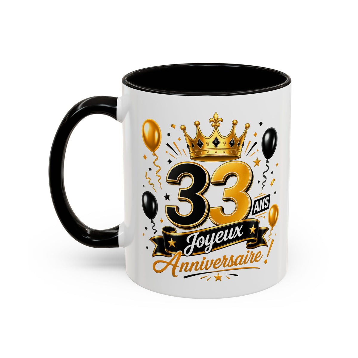 Mug Joyeux 33 Ans – Tasse Anniversaire 33 Ans – Cadeau Original pour Femme Homme – Idée Cadeau 33e Anniversaire Noir Bleu Rouge
