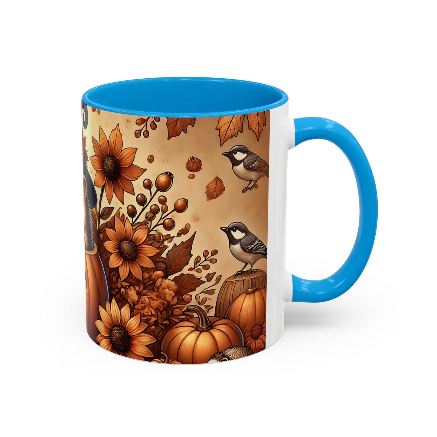 Tasse Hérisson Halloween – Mug Automnal avec Citrouille, Feuilles d’Automne et Chapeau de Sorcière – Design Mignon 325ml