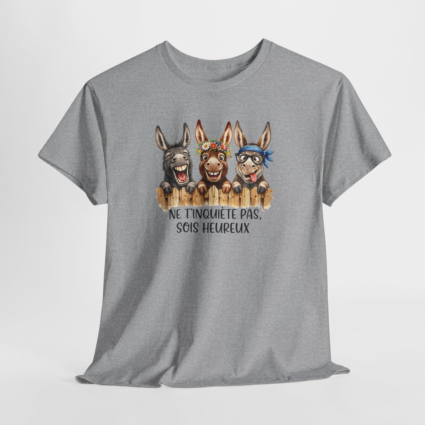 Tee-Shirt Homme et Femme Humour – Ânes Drôles et Rigolos – Cadeau Original Amusant pour Amoureux des Animaux