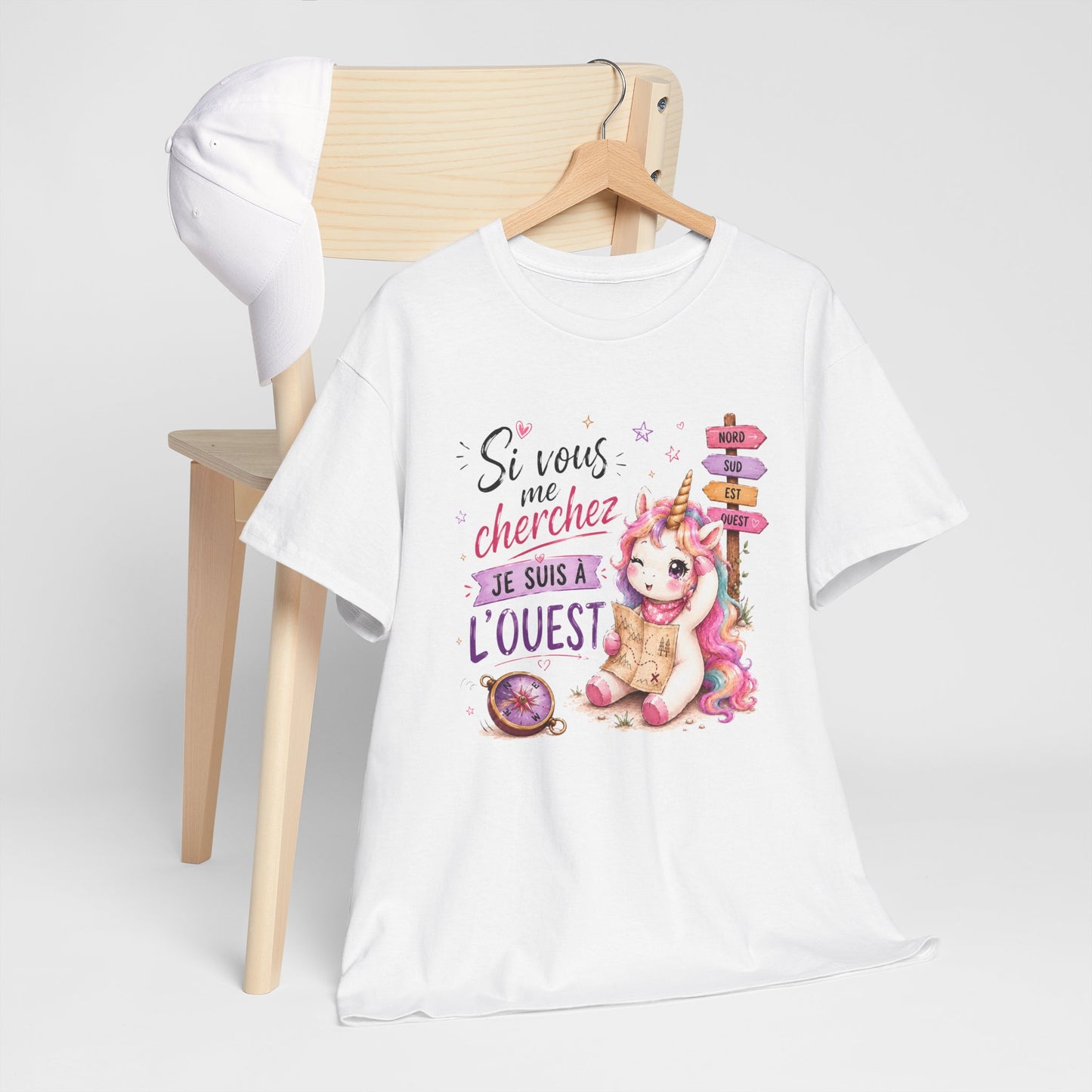 Tee-Shirt Femme Si Vous Me Cherchez Je Suis À L’Ouest – Licorne Drôle – Cadeau Humour Original