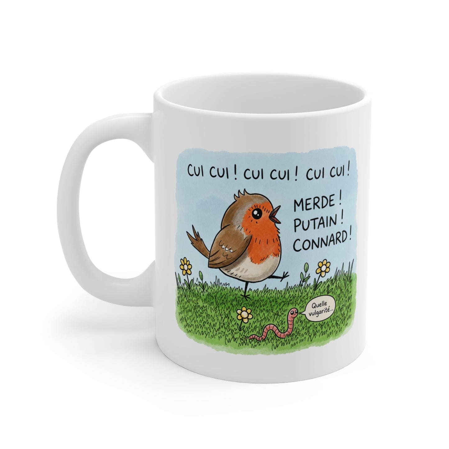 Tasse Cui Cui Merde Putain Connard – Mug Humour Oiseau Vulgaire – Cadeau Drôle Homme Femme 325ml
