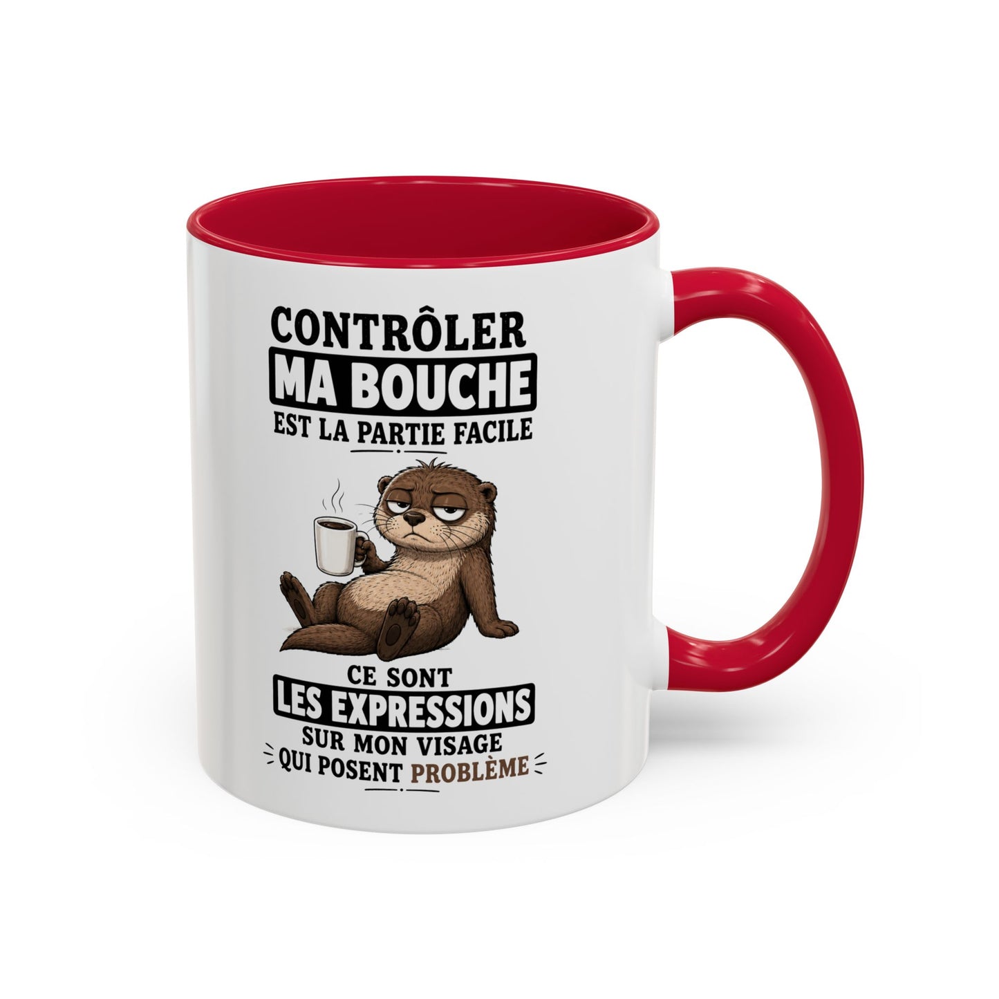Mug Humoristique – Tasse Loutre Blasée – Cadeau Original Homme et Femme, Collègue, Ami, Famille – 325 ml Noir Bleu Rouge