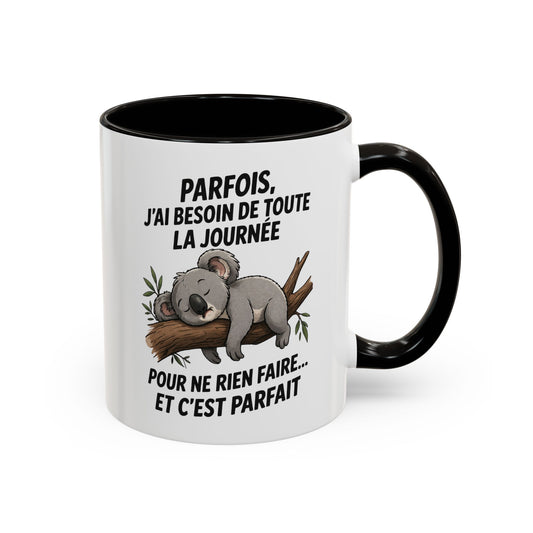 Tasse Koala Humour Paresse 325ml – Mug Céramique Animal Mignon Citation Relax Cadeau Original