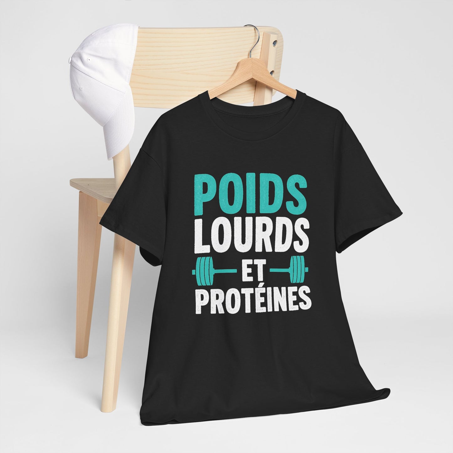 T-Shirt Musculation Homme et Femme – Fitness Protéines Poids Lourds – Salle de Sport Entraînement – Cadeau Sportif