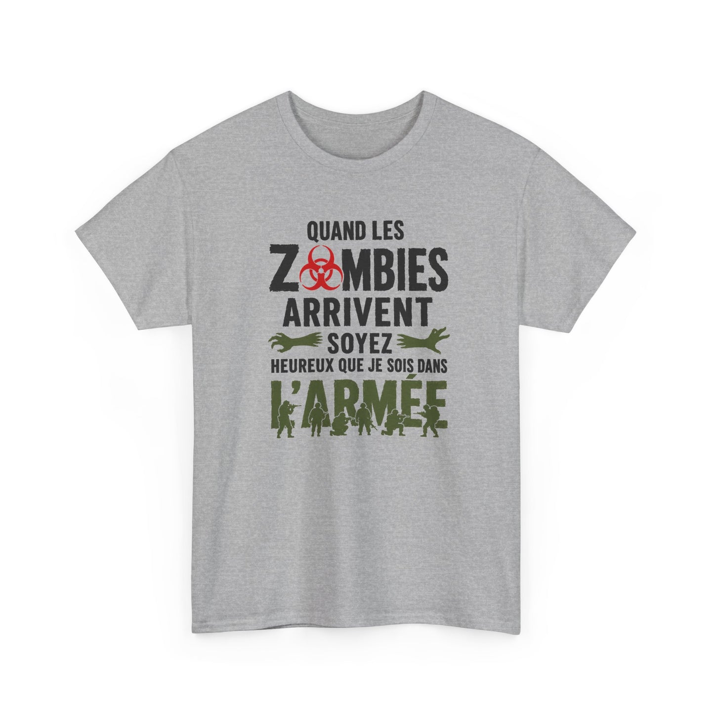 Tee Shirt Homme et Femme Zombie Armée Militaire Humour Survival Apocalypse Idée Cadeau
