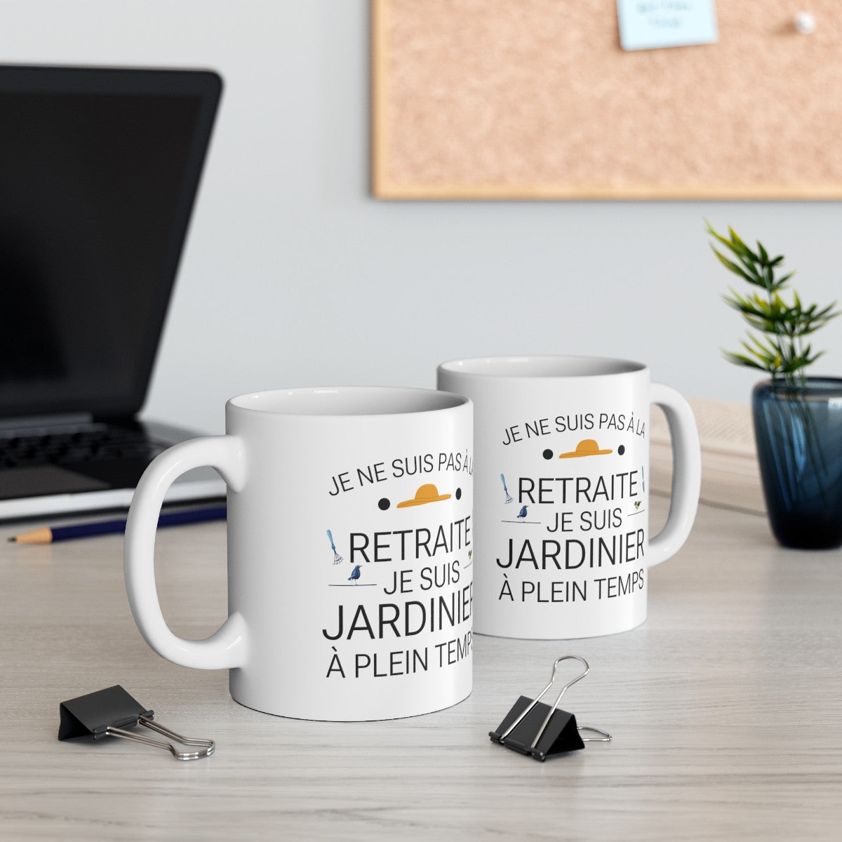 Mug Retraite humour drôle Je ne suis pas à la retraite je suis jardinier à plein temps