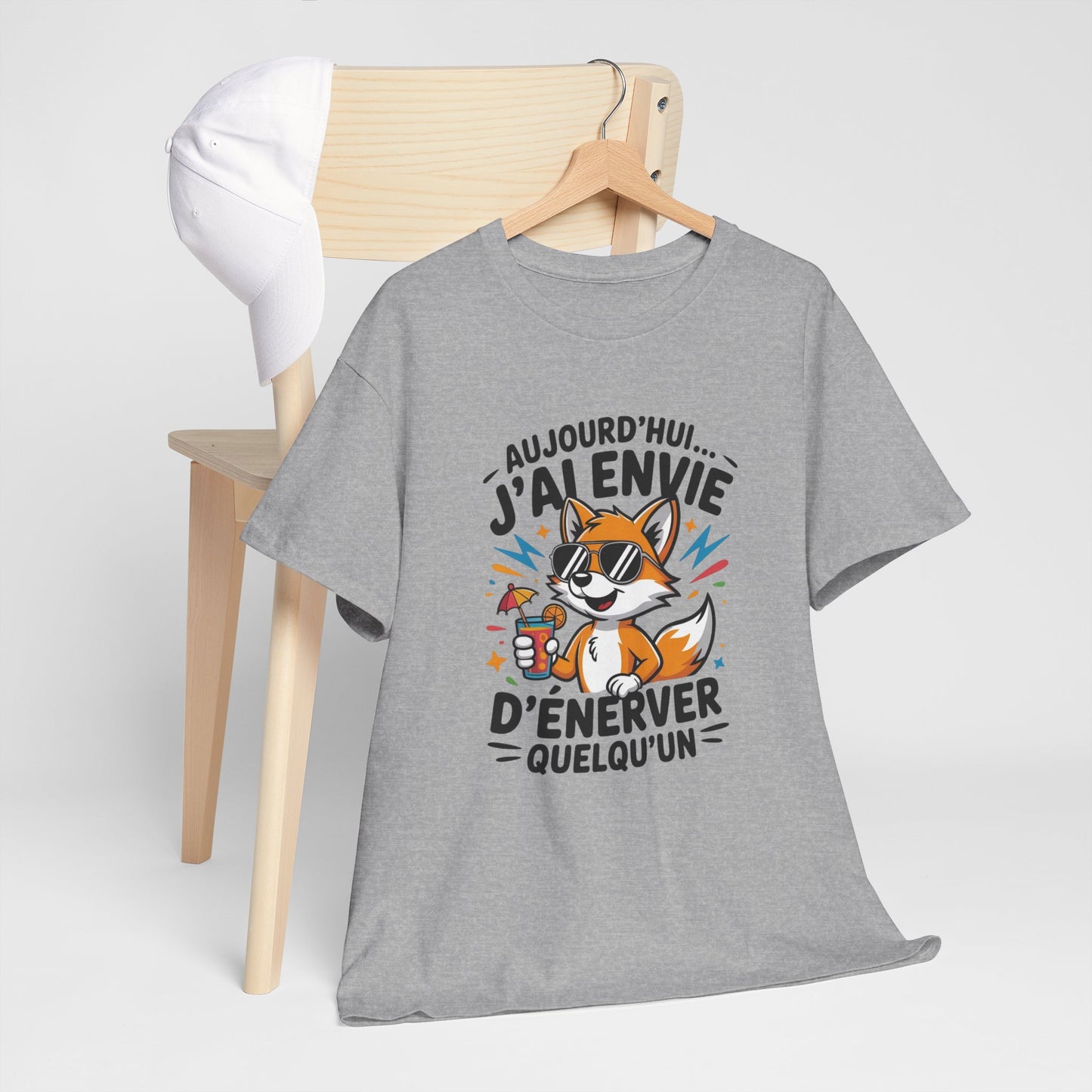 T-Shirt Humoristique Renard Homme Femme – Tee Shirt Drôle Sarcastique – Cadeau Fun Adulte Noir Blanc Gris