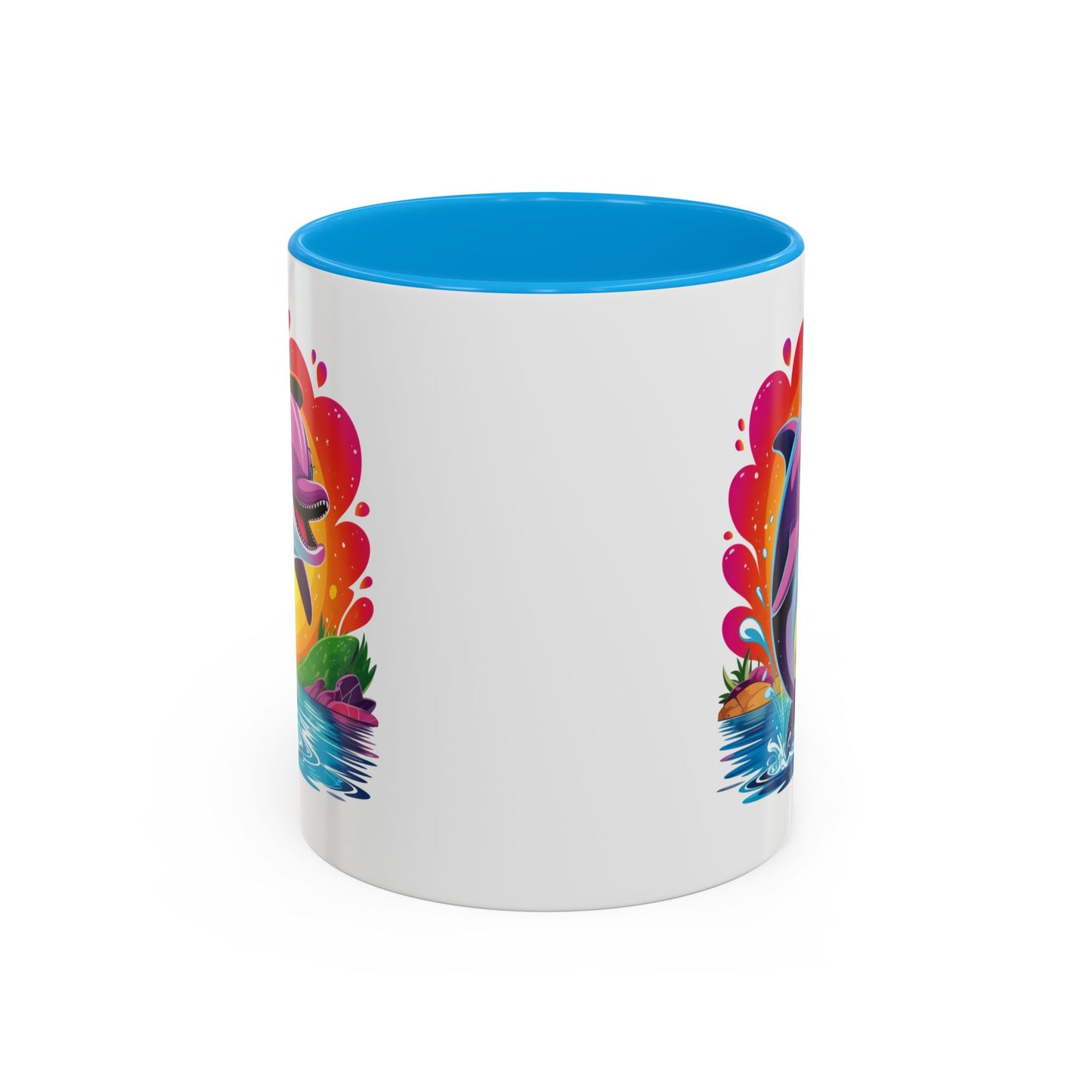 Mug Dauphin Mignon – Tasse Design Océan avec Arc-en-ciel et Soleil – Cadeau Original 325ml