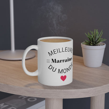 Mug Amour Coeur Meilleure marraine du monde idée cadeau pour femme