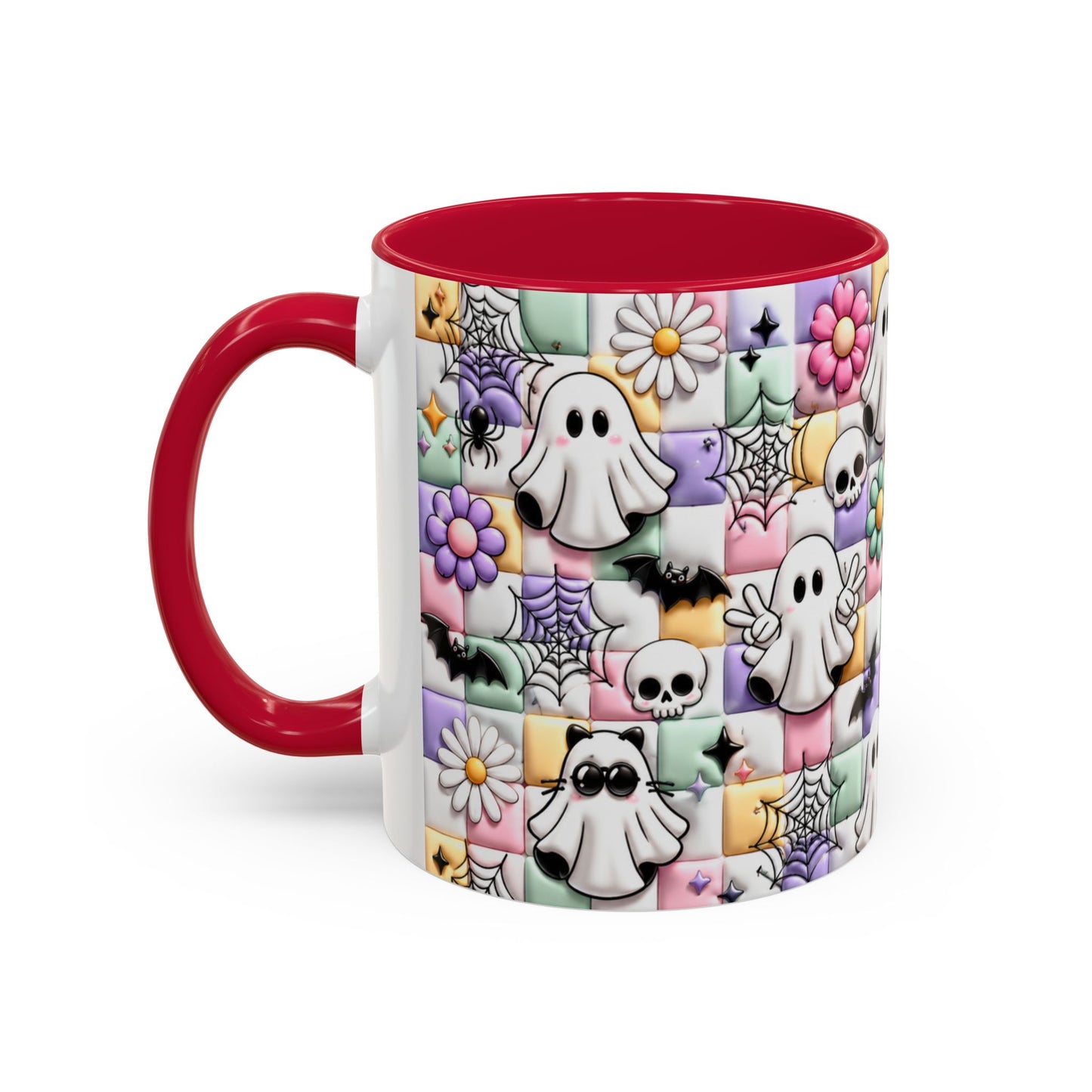 Tasse Fantômes Kawaii Halloween – Mug Cute Goth Pastel avec Chauves-Souris et Toiles – Cadeau Femme Fille 325ml