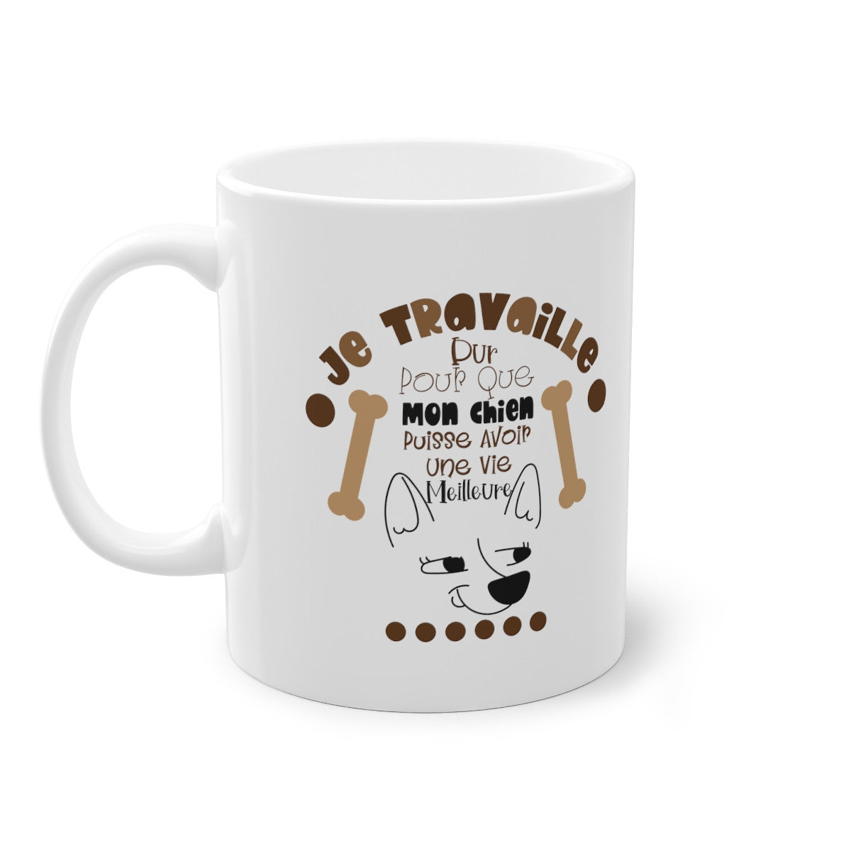 Mug Humour chien Je travaille tasse céramique amour drôle idée cadeau originale anniversaire femme homme fille garçon 325ml