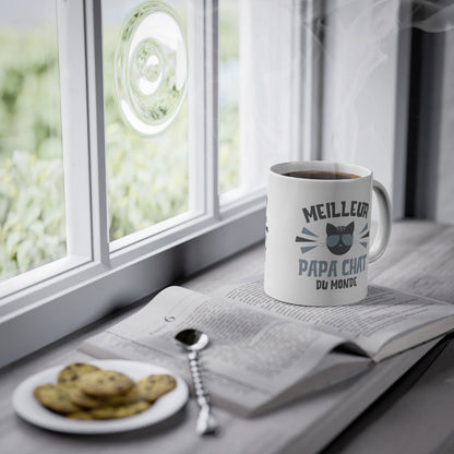 Mug Humour Meilleur Papa chat du monde tasse céramique  drôle idée cadeau originale anniversaire femme homme fille garçon