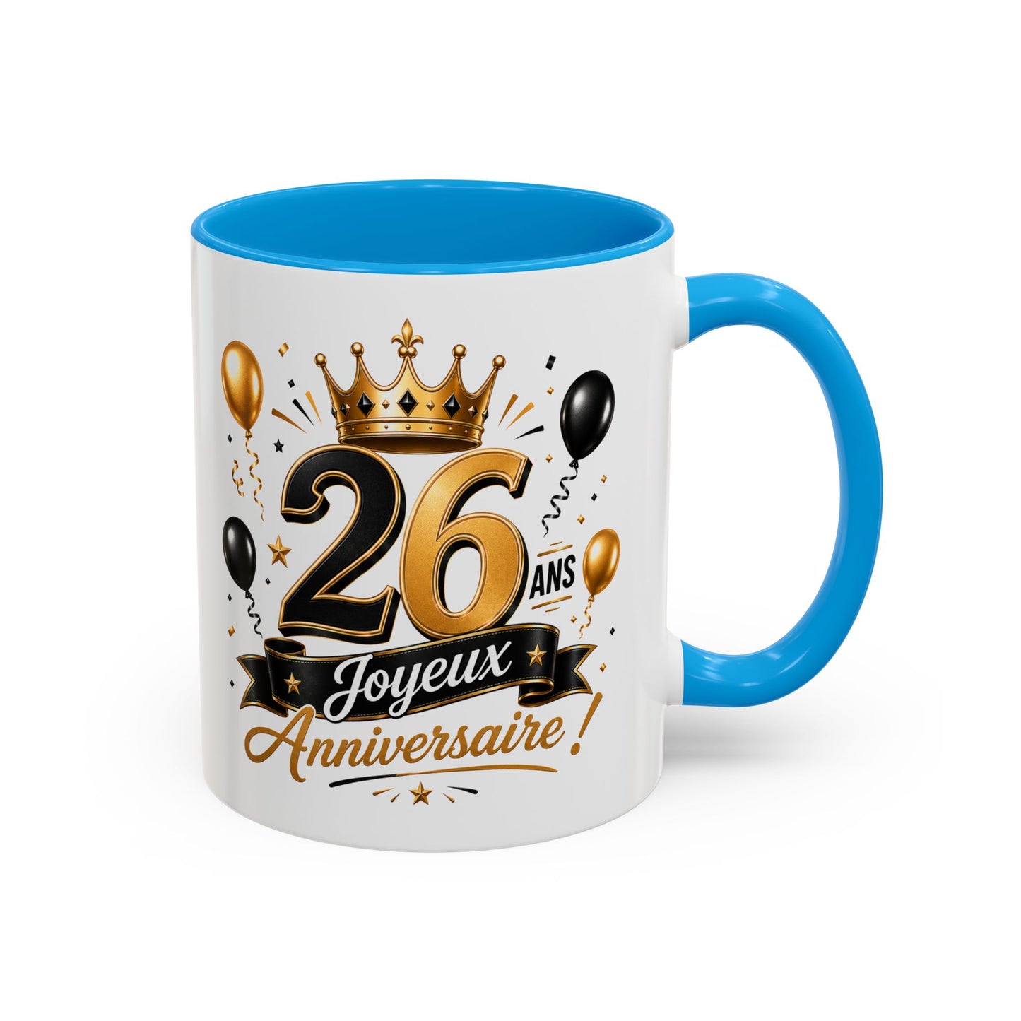 Mug Joyeux 26 Ans – Tasse Anniversaire 26 Ans – Cadeau Original pour Femme Homme – Idée Cadeau 26e Anniversaire Noir Bleu Rouge