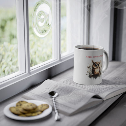 Mug personnalisable personnalisé Hibou avec son prénom ou texte pour enfant et adulte