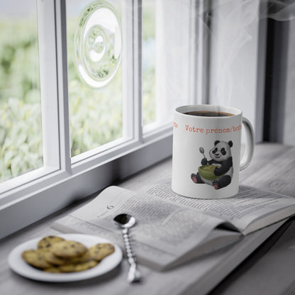 Mug personnalisable personnalisé Panda Céréales avec son prénom ou texte pour enfant ou adulte