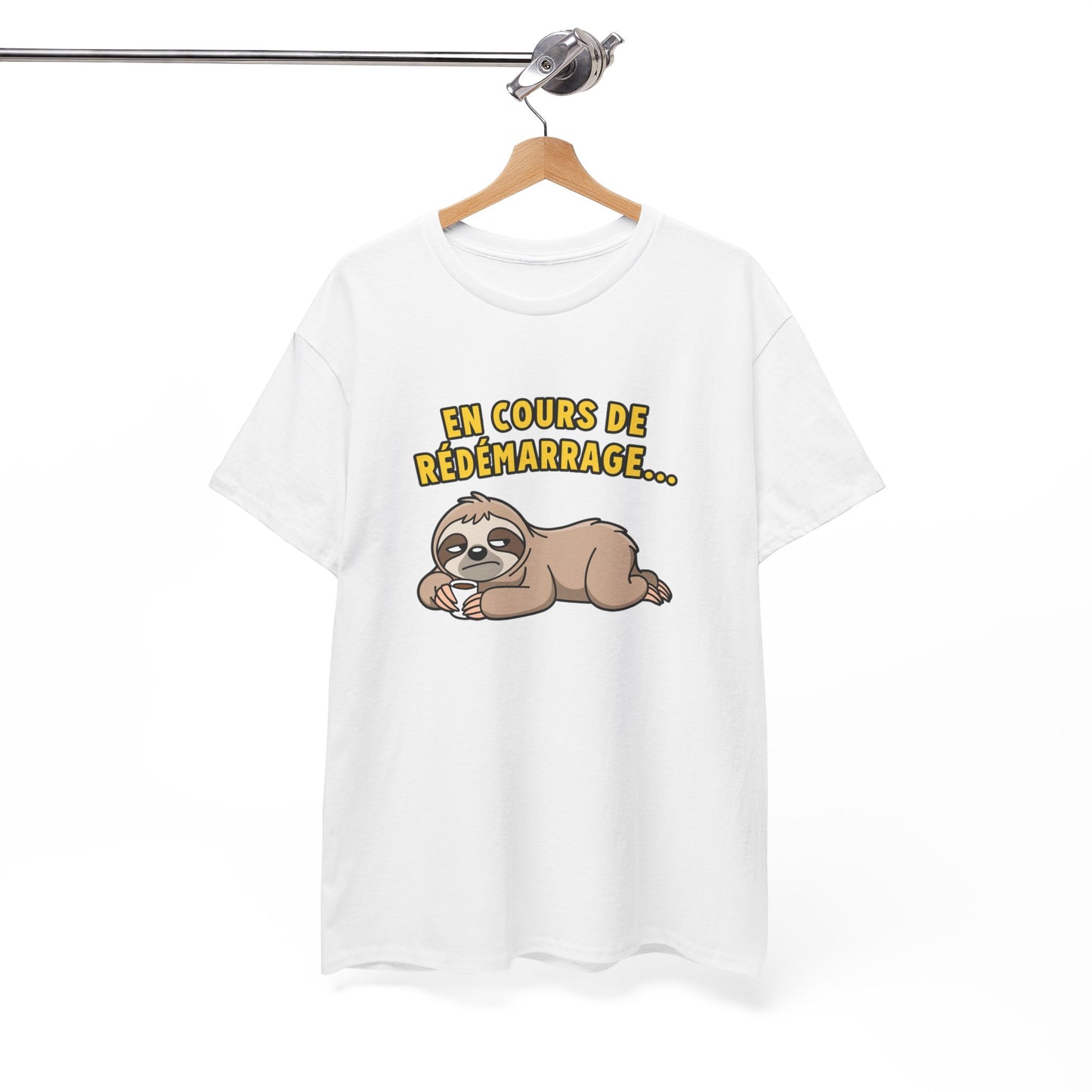 T-Shirt Humour Paresseux En Cours de Redémarrage – Tee Shirt Drôle Adulte Fatigue Café Travail Bureau Citation Fun Cadeau Collègue Homme Femme