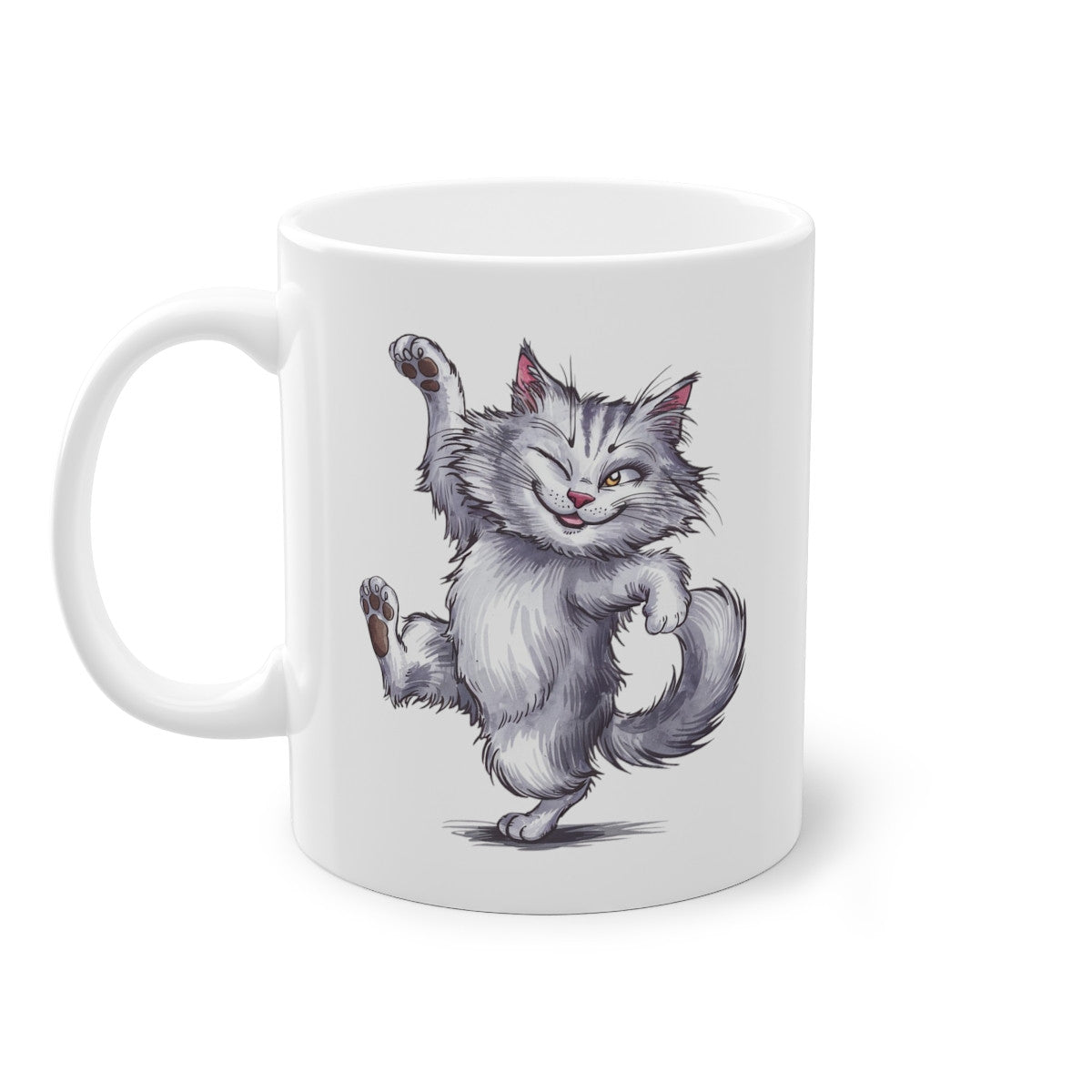 Mug Chat qui danse grimace idée cadeau humour drôle amusant travail bureau pour enfant et adulte