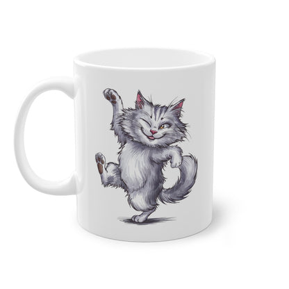 Mug Chat qui danse grimace idée cadeau humour drôle amusant travail bureau pour enfant et adulte