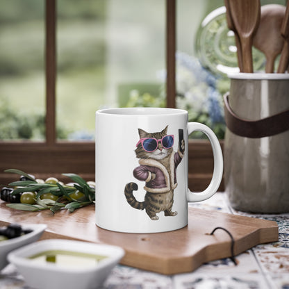 Mug Chat selfie avec lunette de soleil idée cadeau humour drôle amusant travail bureau pour adulte et enfant