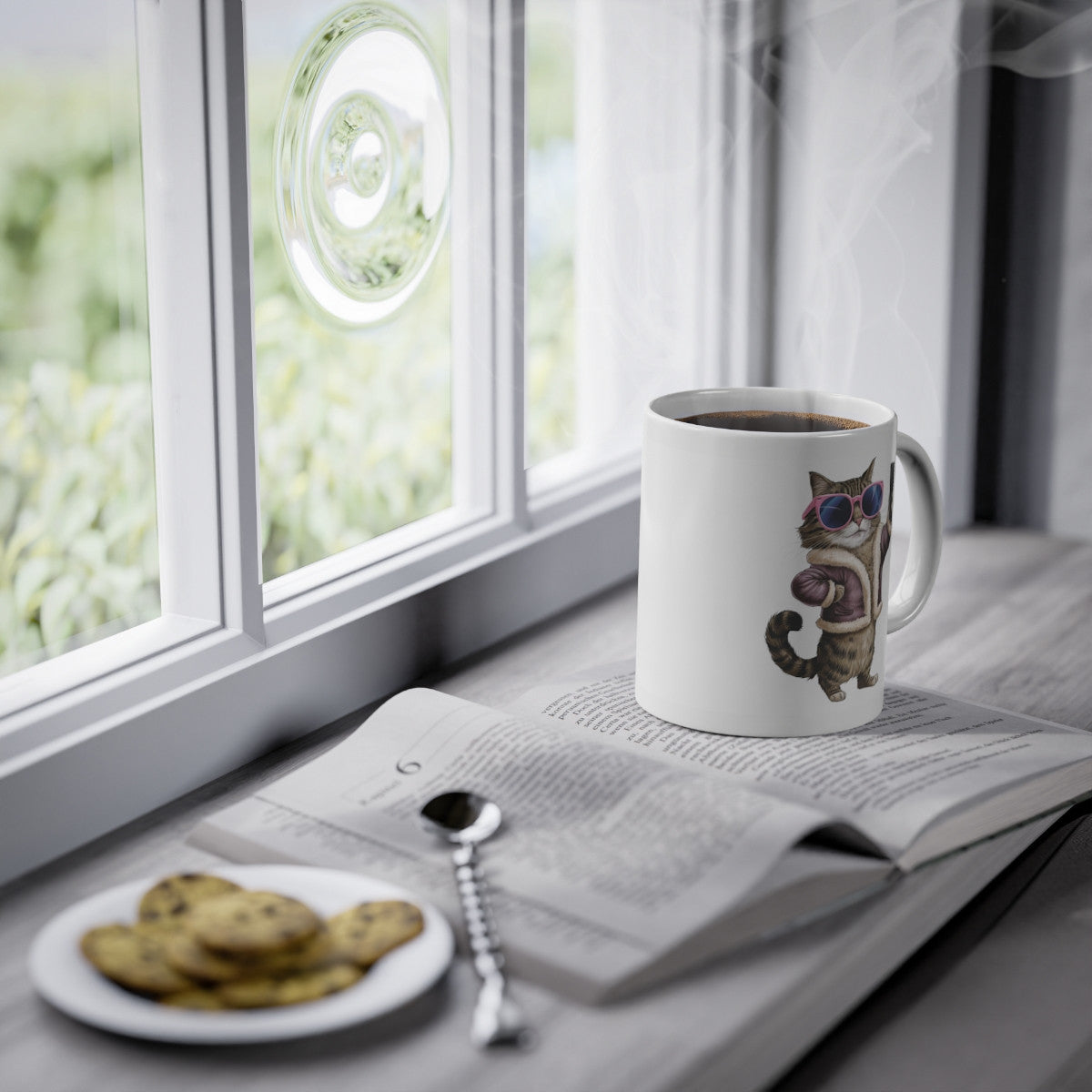 Mug Chat selfie avec lunette de soleil idée cadeau humour drôle amusant travail bureau pour adulte et enfant