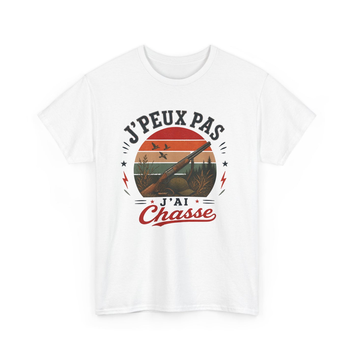 T-Shirt J’Peux Pas J’Ai Chasse – Tee Shirt Humour Chasseur Vintage – Cadeau Passion Nature Homme