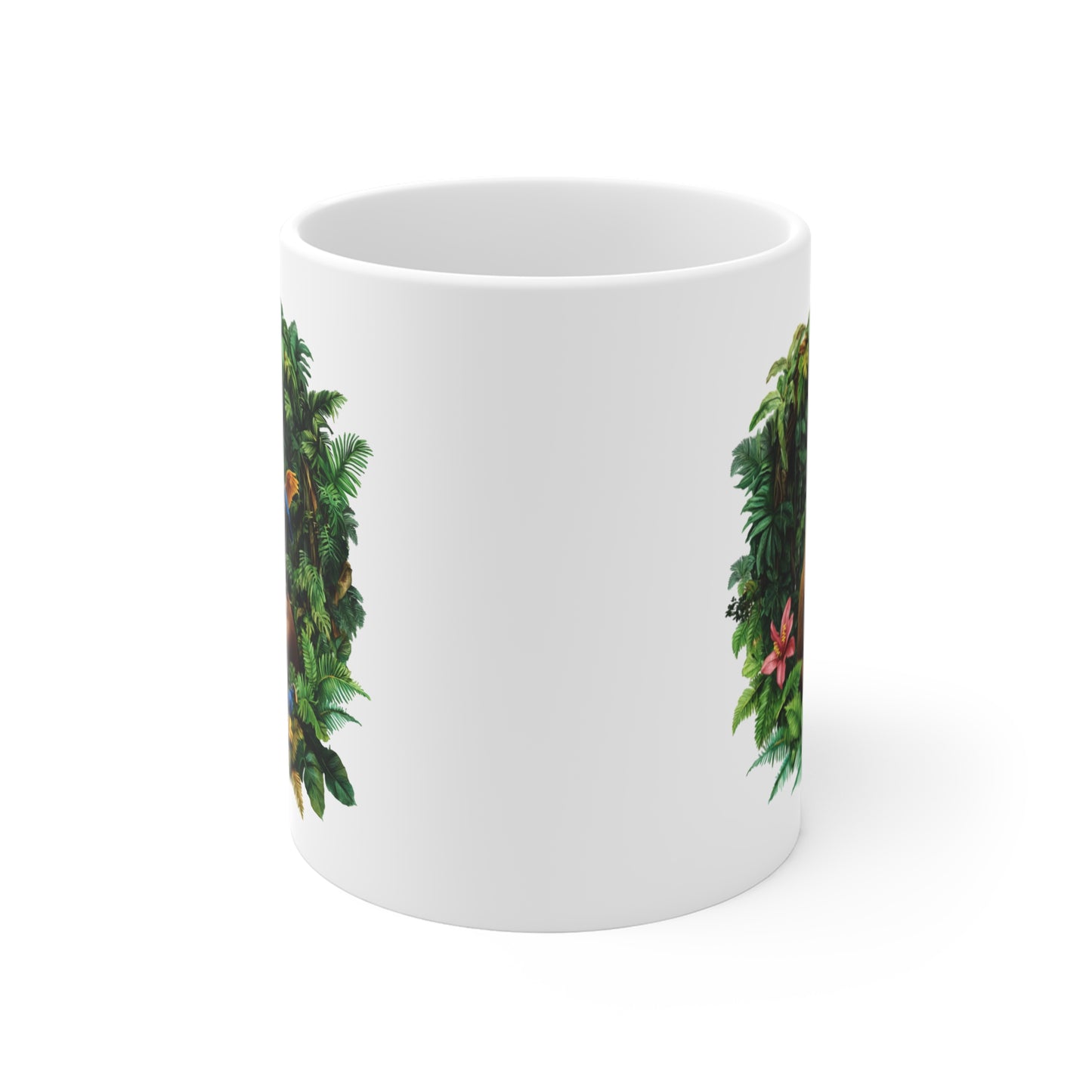 Tasse Jungle Tropicale – Mug Céramique 325 ml – Singe, Capybara et Perroquets Colorés