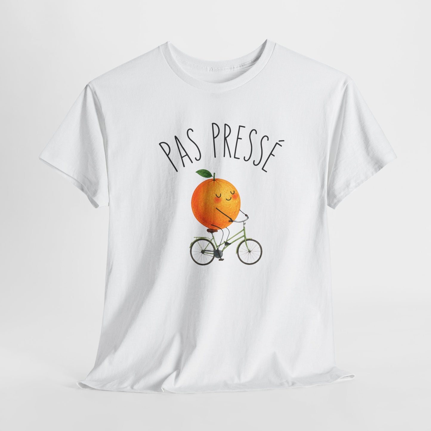 Tee Shirt Pas Pressé Orange à Vélo – T-Shirt Humour Fruit Mignon – Cadeau Homme Femme Original