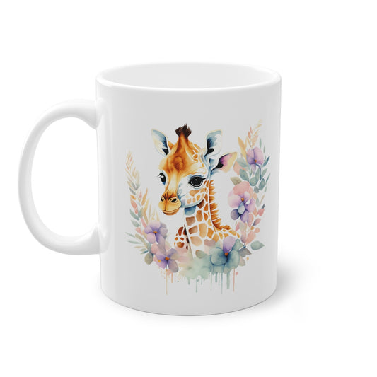Mug Girafe coloré avec des fleurs idée cadeau bureau travail anniversaire pour adulte et enfant