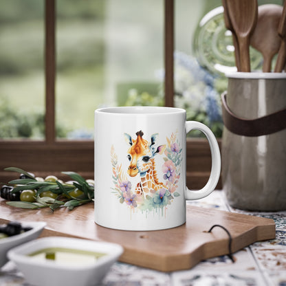 Mug Girafe coloré avec des fleurs idée cadeau bureau travail anniversaire pour adulte et enfant