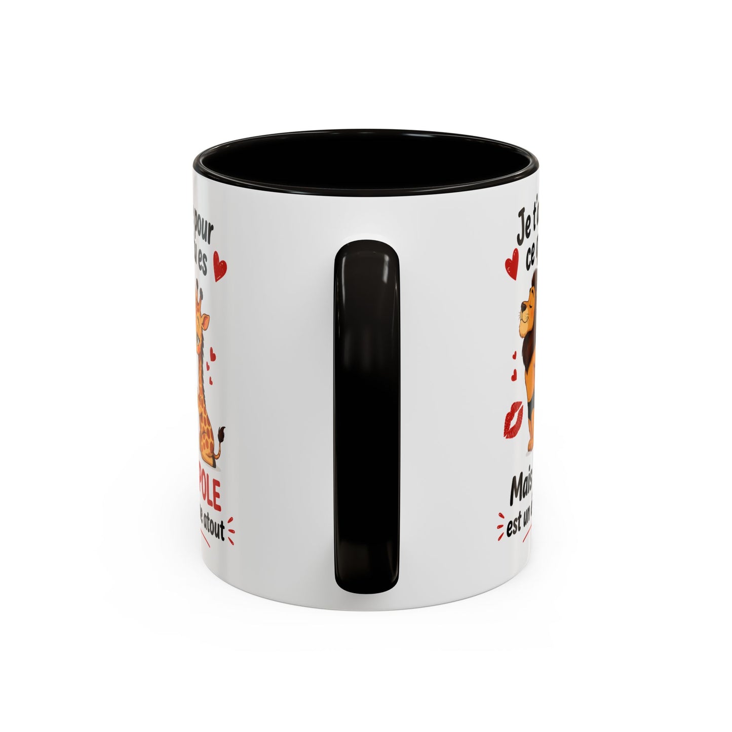 Tasse Lion Girafe Couple Humour – Mug Animaux Amoureux Drôle – Cadeau Couple Original 325ml