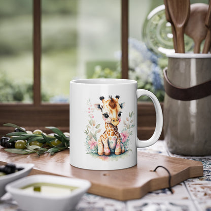 Mug bébé Girafe fleur coloré idée cadeau bureau travail anniversaire pour enfant et adulte
